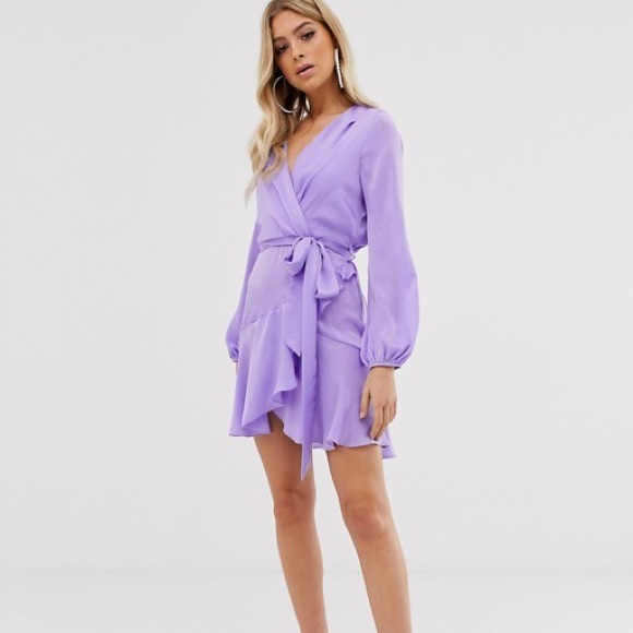 Anthropologie Dresses & Skirts - Anthropologie Mini Wrap Ruffle Dress Pastel Purple